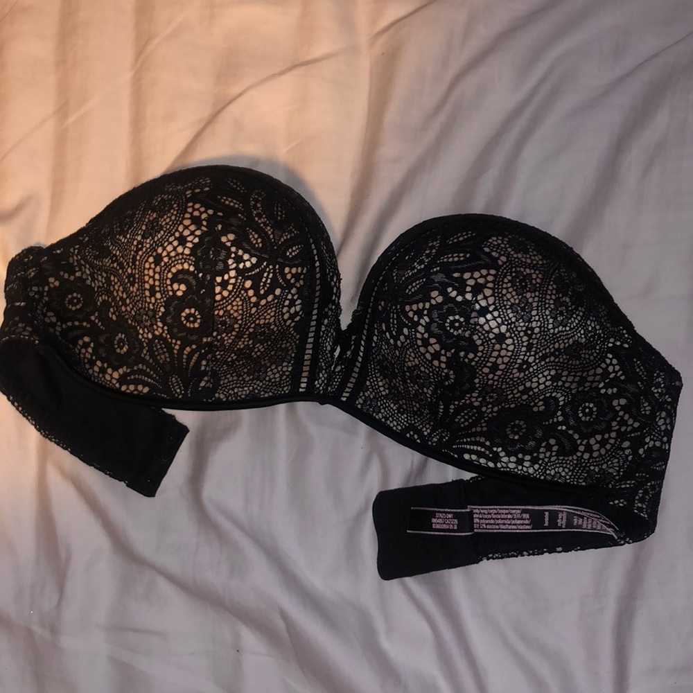 Victorias Secret multi way Bombshell strapless add 2 cups Push Up Bra nude black